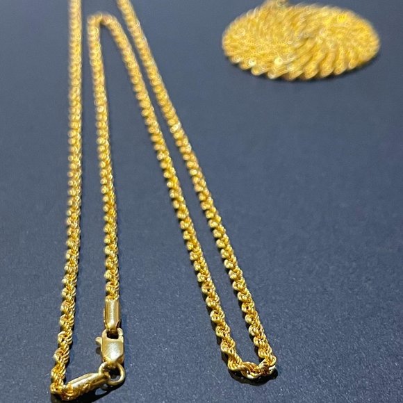 14K Solid Gold Rope Chain Necklace,24 inches 2.5mm - Picture 15 of 17